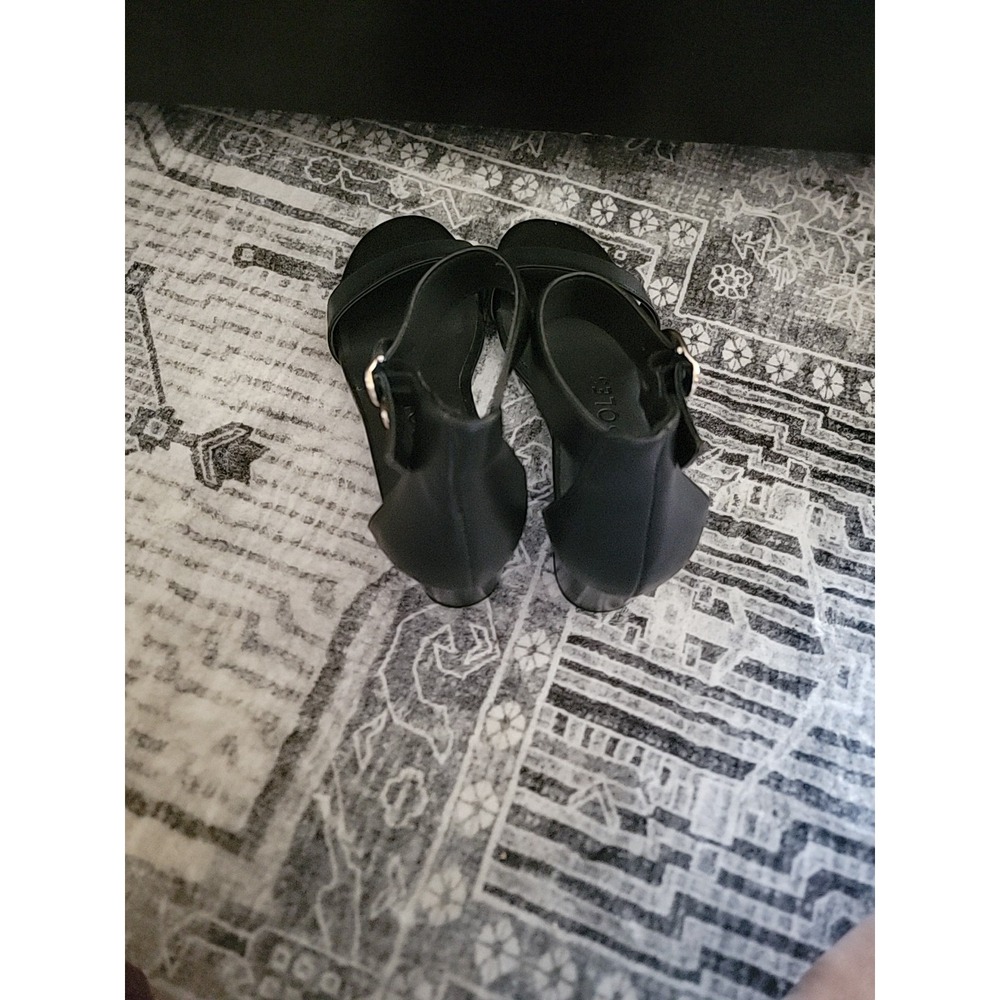 Aerosoles BOGABOO Black Wedge Sandals Sz 9 Ankle Strap Comfortable Open Toe! - Picture 8 of 8